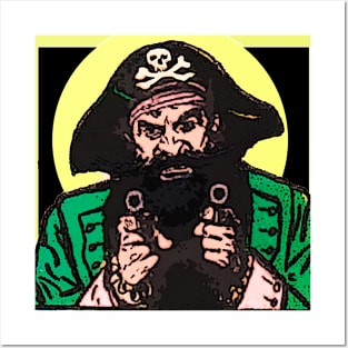 Pirate pointing revolver: go shoot! Posters and Art